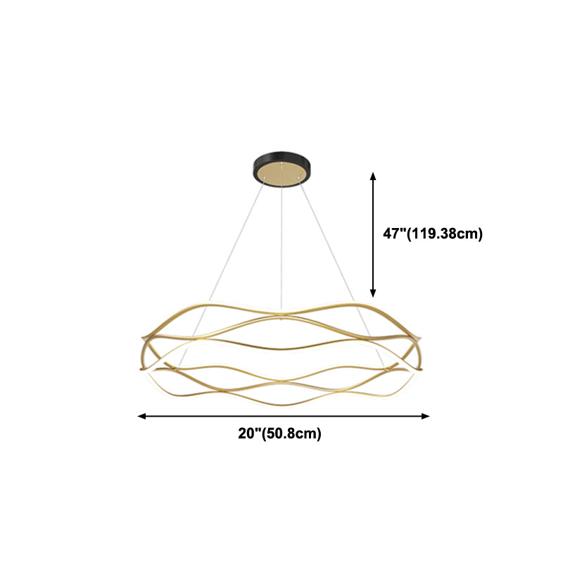 Spiral Shade Metal Chandelier Lights Modern 2- Light Chandelier Lighting Fixtures in Gold