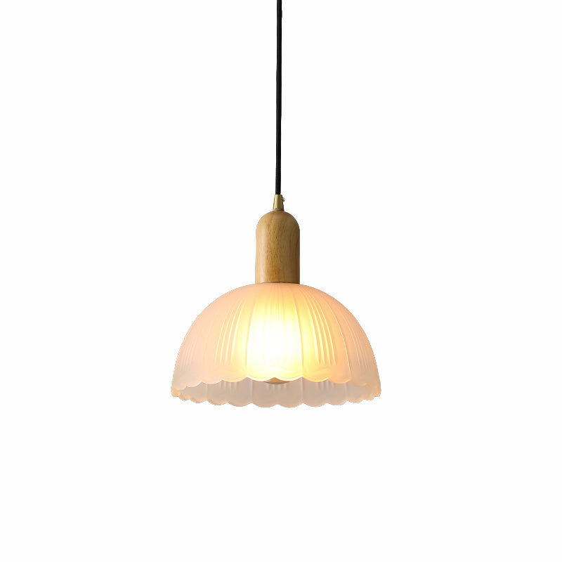 Bowl Shade Hanging Lighting Modern Style Glass 1 Light Pendant Lamp for Bedside