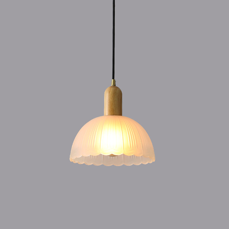 Bowl Shade Hanging Lighting Modern Style Glass 1 Light Pendant Lamp for Bedside