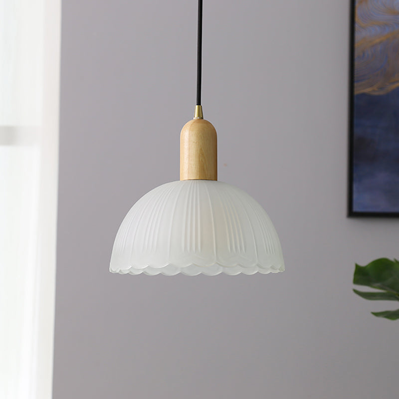 Bowl Shade Hanging Lighting Modern Style Glass 1 Light Pendant Lamp for Bedside