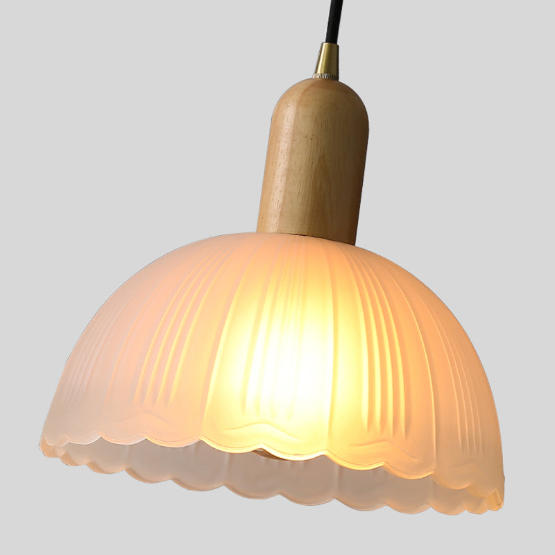 Bowl Shade Hanging Lighting Modern Style Glass 1 Light Pendant Lamp for Bedside