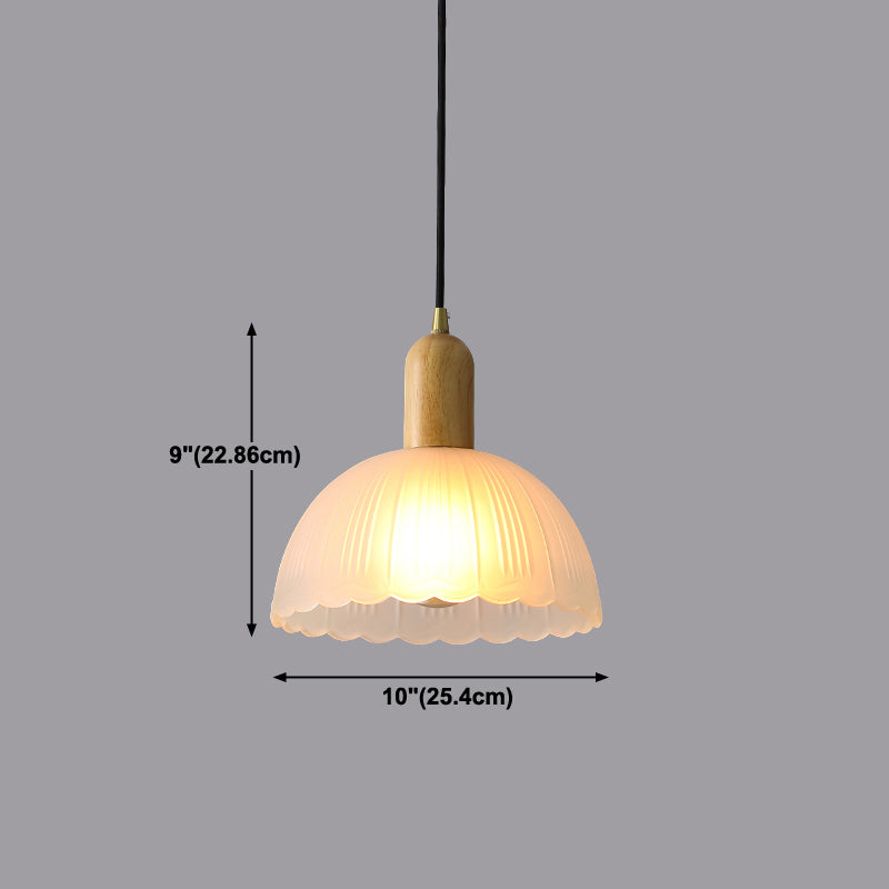 Bowl Shade Hanging Lighting Modern Style Glass 1 Light Pendant Lamp for Bedside