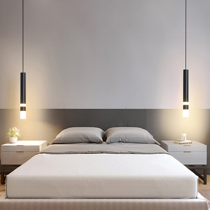 1-Light Line Hanging Pendant Modern Style Metal Hanging Lighting for Living Room