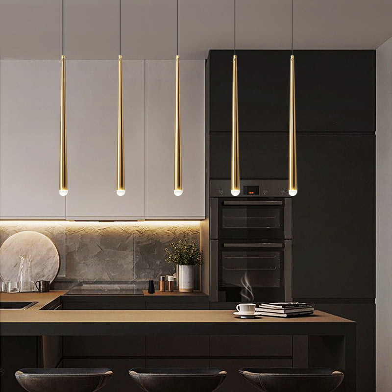 Modern Style Line Shade Hanging Light Metal Multi Light Pendant Lamp for Bedroom