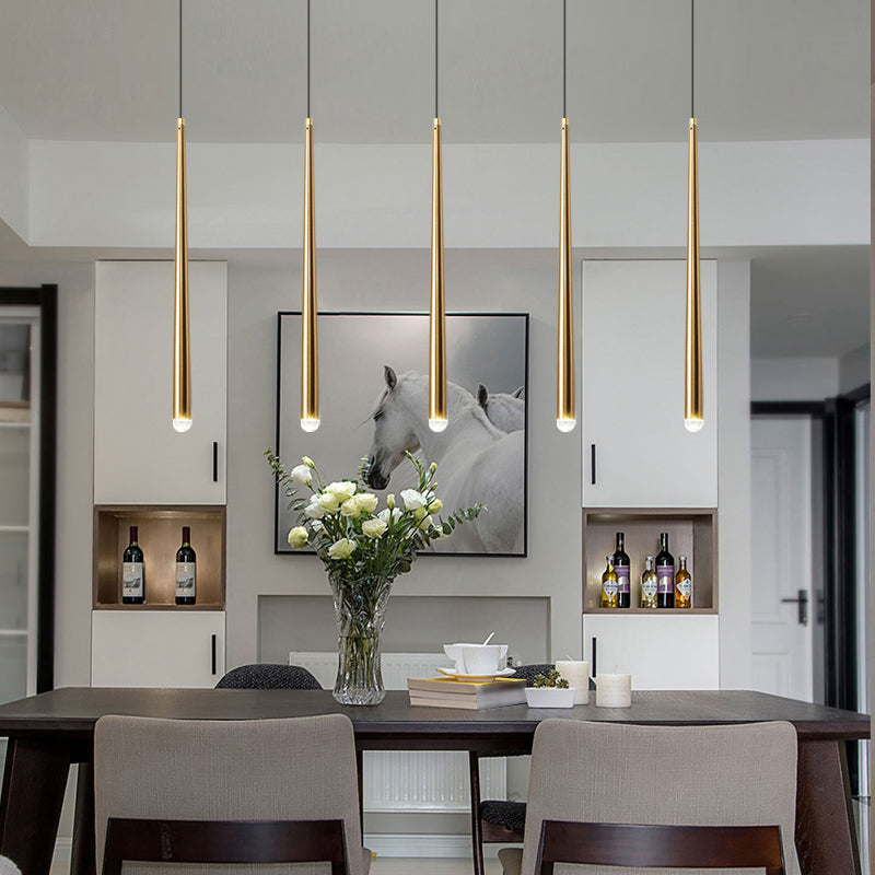 Modern Style Line Shade Hanging Light Metal Multi Light Pendant Lamp for Bedroom