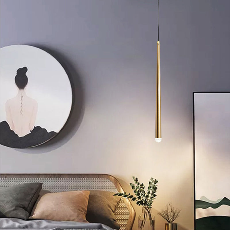Modern Style Line Shade Hanging Light Metal Multi Light Pendant Lamp for Bedroom