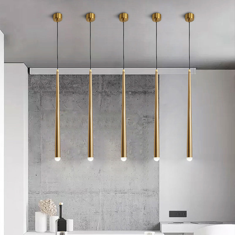 Modern Style Line Shade Hanging Light Metal Multi Light Pendant Lamp for Bedroom