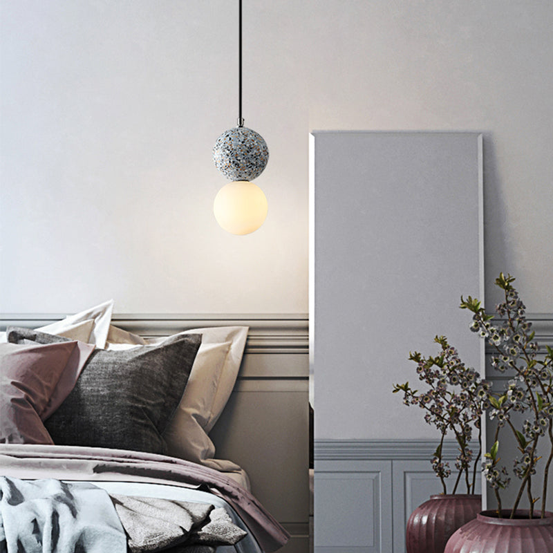 1-Light Spherical Hanging Pendant Modern Style Glass Hanging Lighting for Living Room