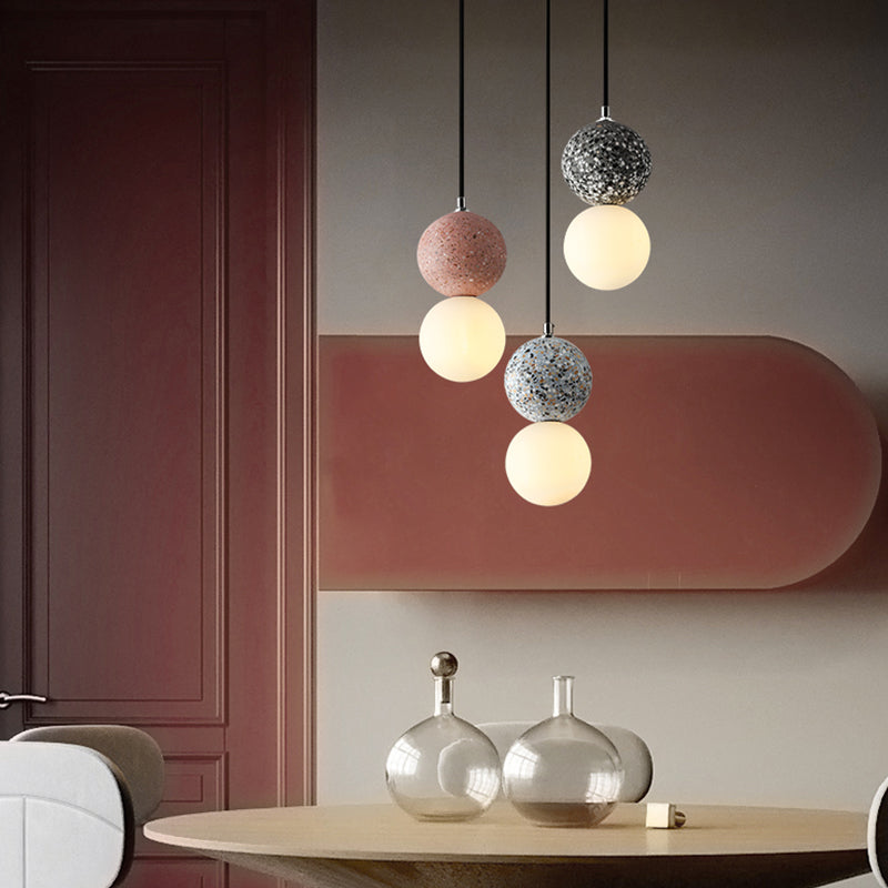 1-Light Spherical Hanging Pendant Modern Style Glass Hanging Lighting for Living Room