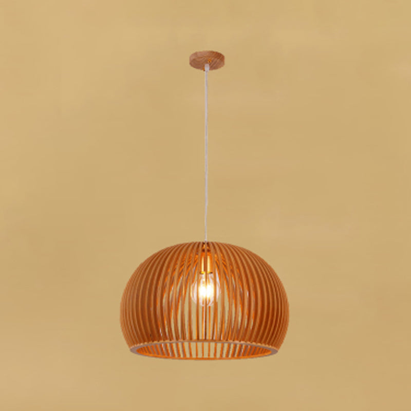 Geometric Shape Wood Hanging Light Modern 1 Light Hanging Light Mount Fixture in Brown