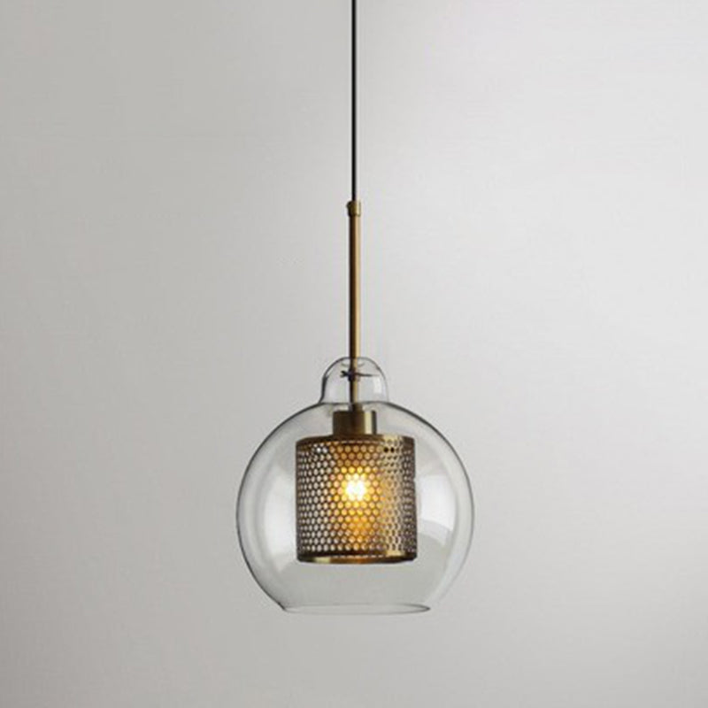 Industrial Style Geometric Down Lighting Glass 1 Light Hanging Ceiling Lights