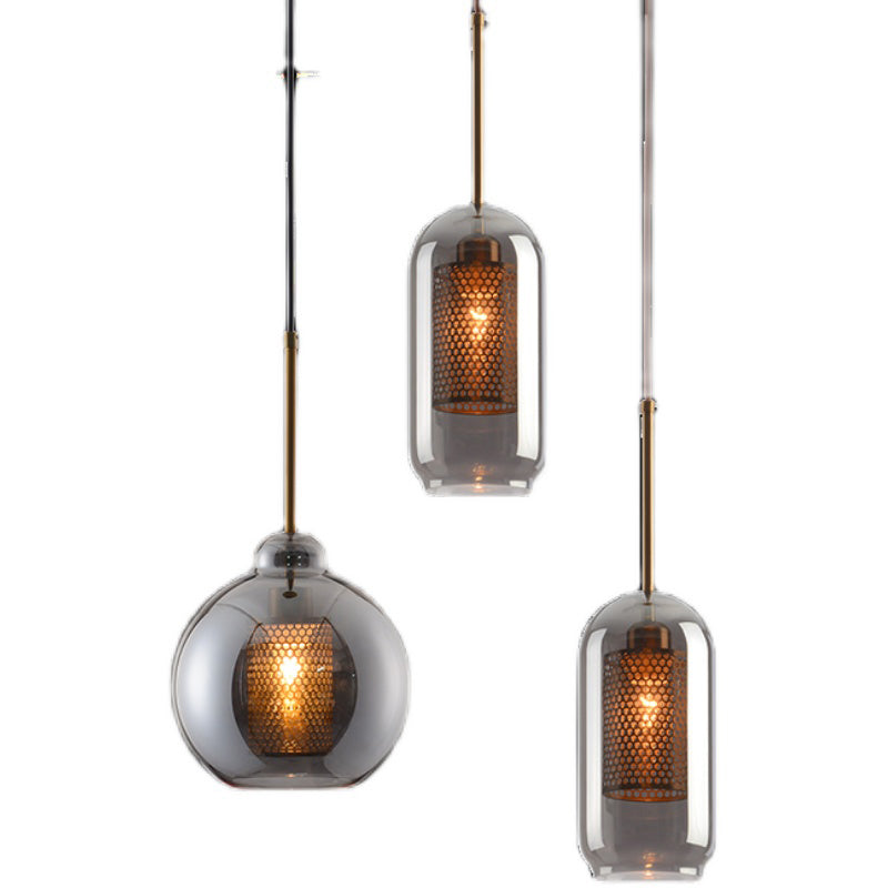 Industrial Style Geometric Down Lighting Glass 1 Light Hanging Ceiling Lights