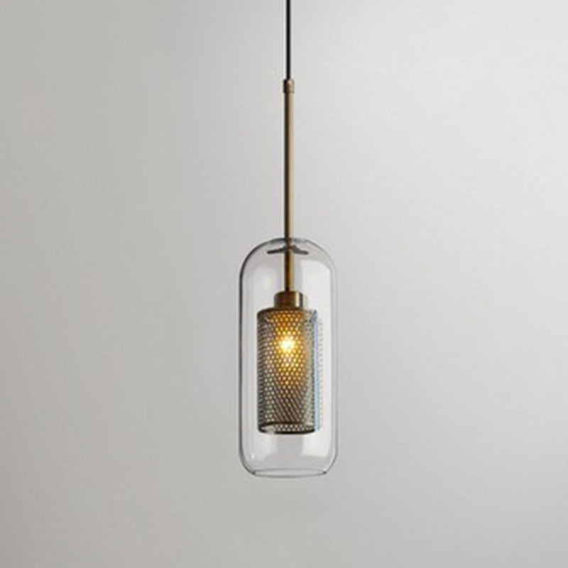 Industrial Style Geometric Down Lighting Glass 1 Light Hanging Ceiling Lights