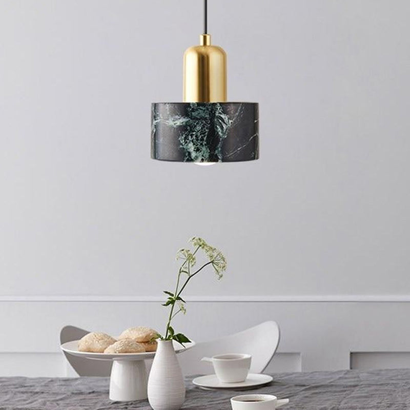 Modern Style Cylinder Down Lighting Stone 1 Light Hanging Ceiling Lights