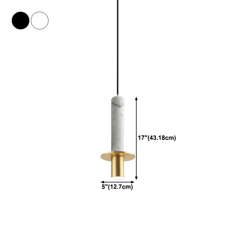 Modern Style Cylinder Down Lighting Stone 1 Light Hanging Ceiling Lights