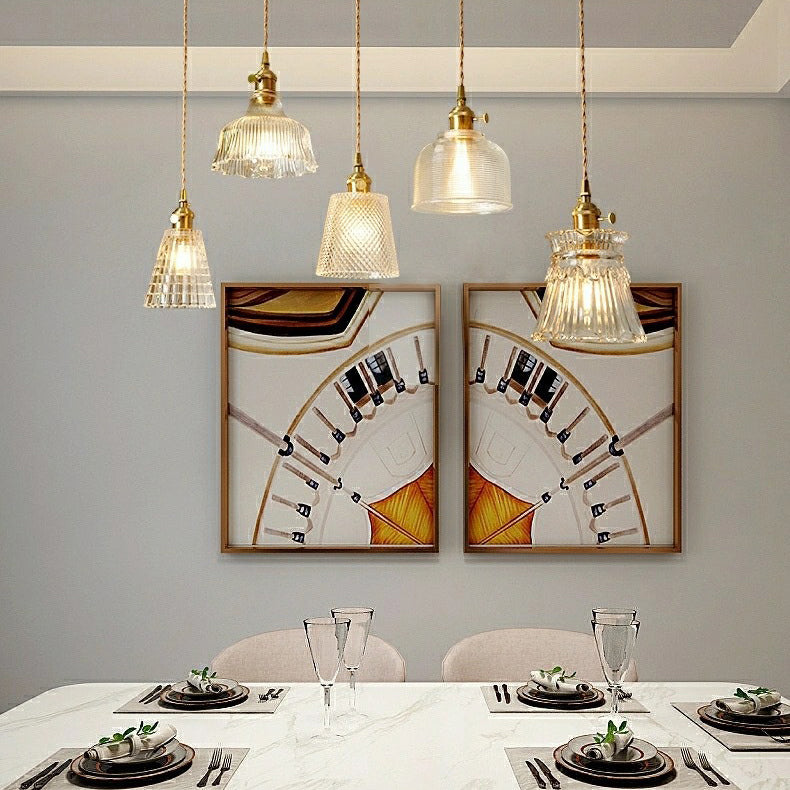 Modern Style Geometric Down Lighting Glass 1 Light Hanging Ceiling Lights