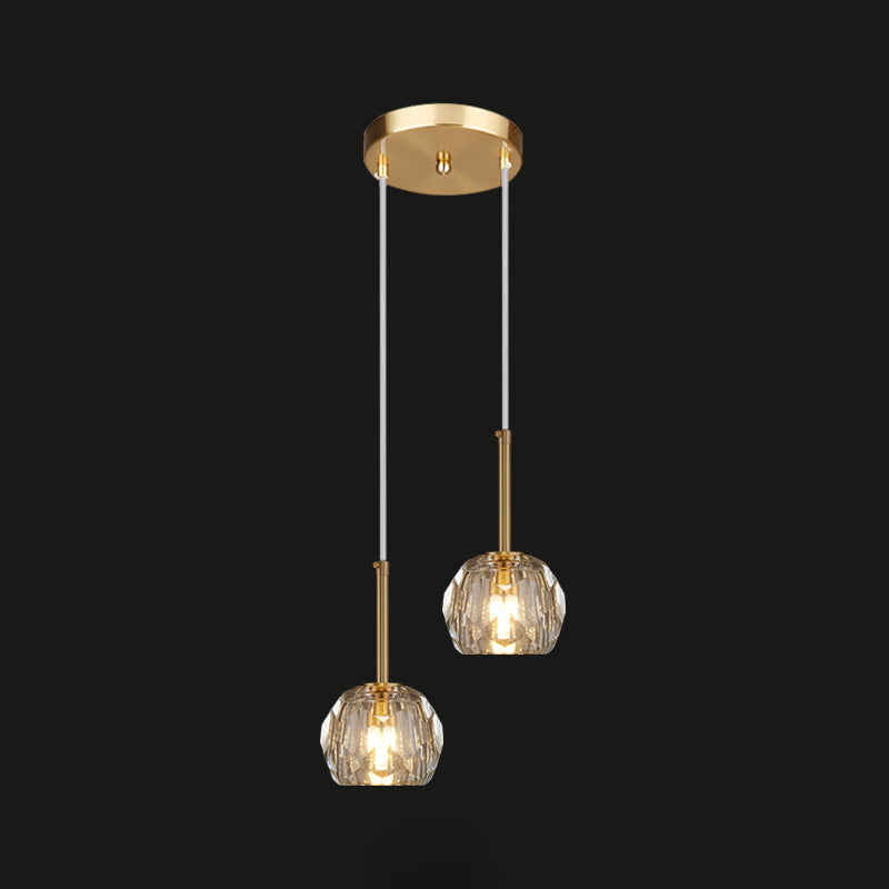 Forme rond Crystal Hanging Light Modern Style Multi Lights Assemblées de luminaires suspendus