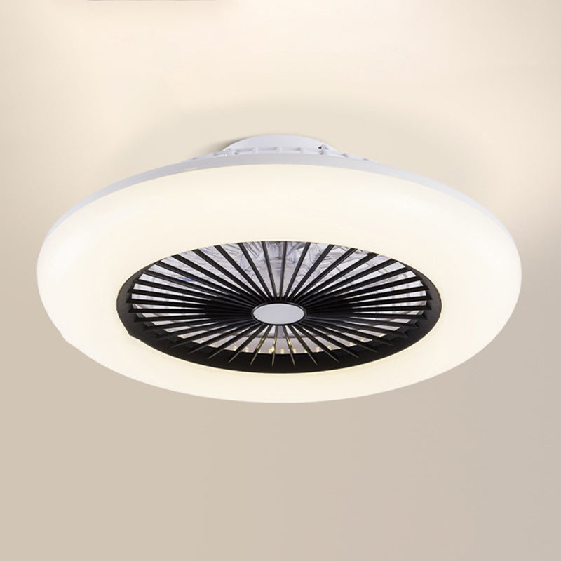 8 Blades Round Fan Lamp Simplicity Bedroom LED Semi Flush Ceiling Light