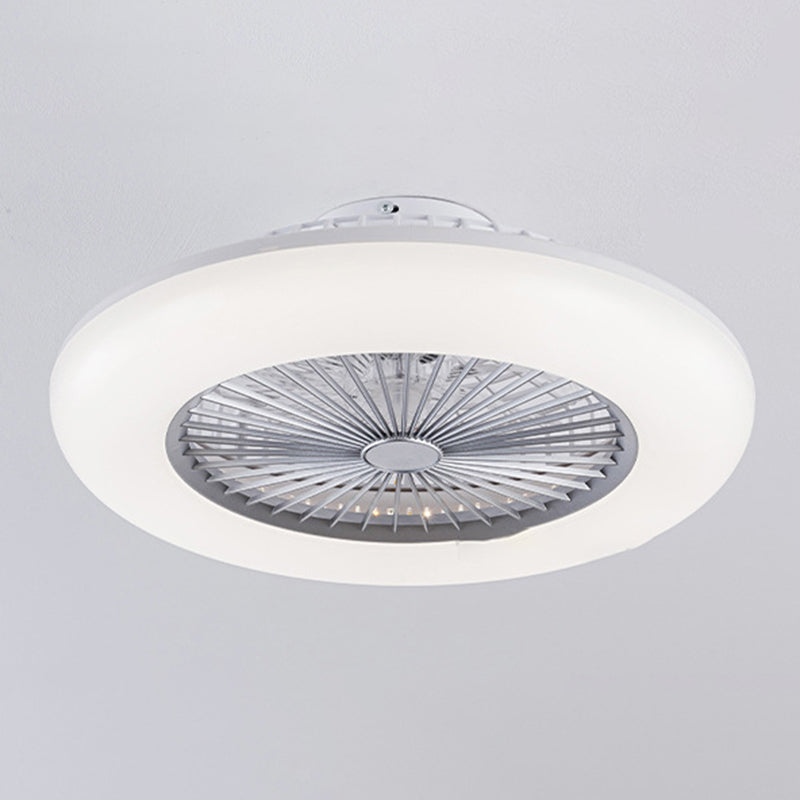 8 Blades Round Fan Lamp Simplicity Bedroom LED Semi Flush Ceiling Light