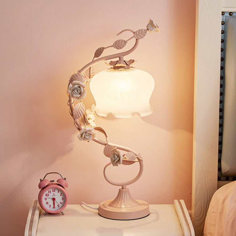 1 Light Drum Table Lighting Modern Style Glass Table Lighting for Bedroom