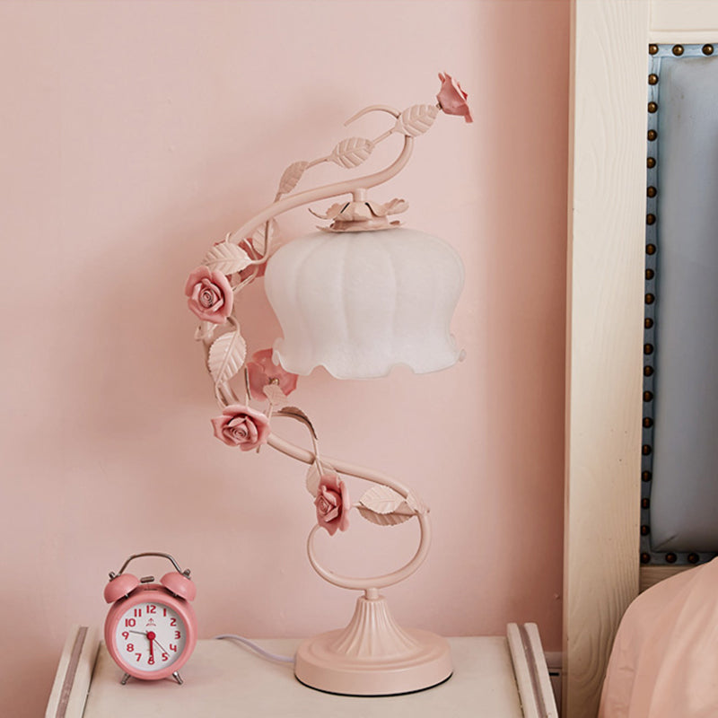 1 Light Drum Table Lighting Modern Style Glass Table Lighting for Bedroom