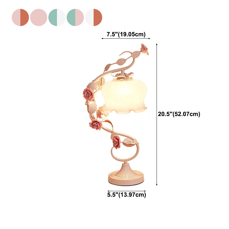 1 Light Drum Table Lighting Modern Style Glass Table Lighting for Bedroom