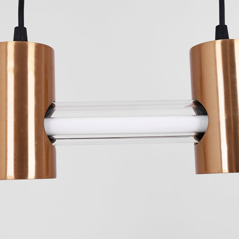 Lámpara de la isla de metal dorado moderna luz colgante de restaurante lineal de 1 luz con sombra de vidrio