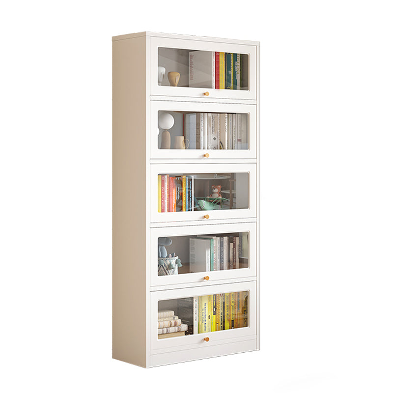 White Bookshelf Contemporary Style Bookcase with Door for Home Office