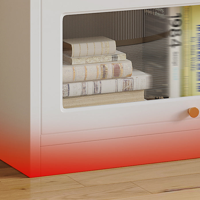 White Bookshelf Contemporary Style Bookcase with Door for Home Office