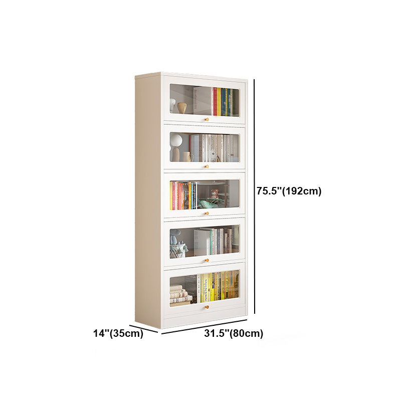 White Bookshelf Contemporary Style Bookcase with Door for Home Office