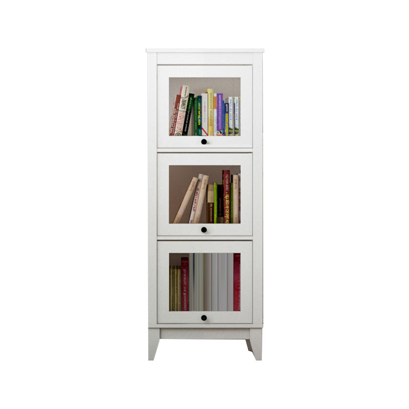 Contemporary Manufactured Wood Vertical Bookcase with Glass Doors