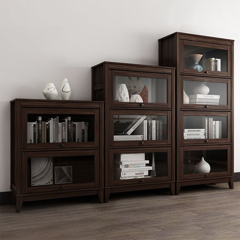 Contemporary Manufactured Wood Vertical Bookcase with Glass Doors