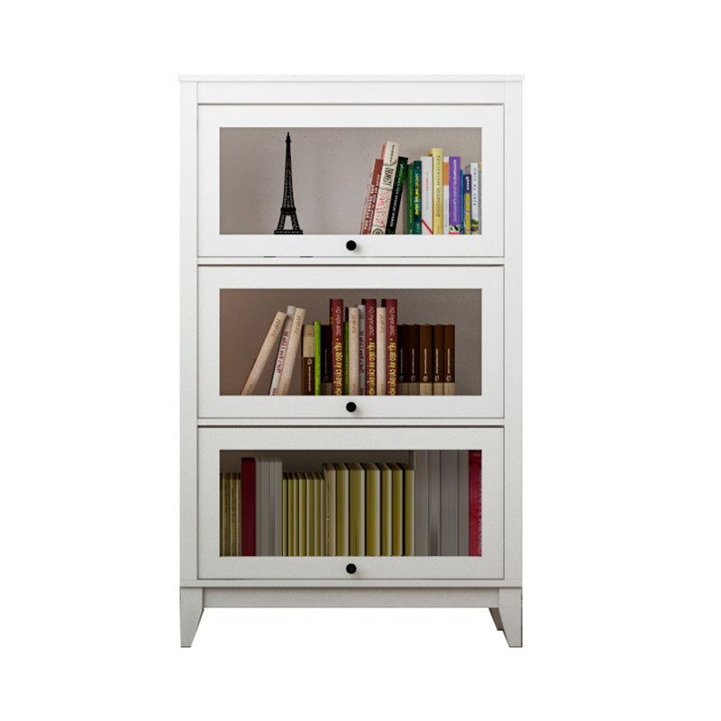 Contemporary Manufactured Wood Vertical Bookcase with Glass Doors