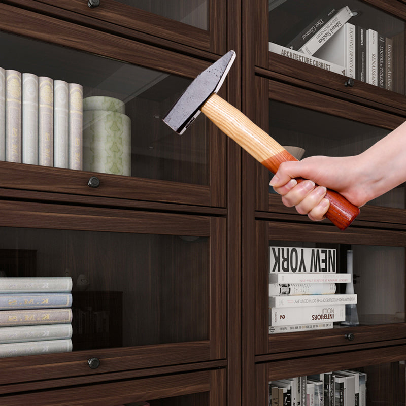 Contemporary Manufactured Wood Vertical Bookcase with Glass Doors