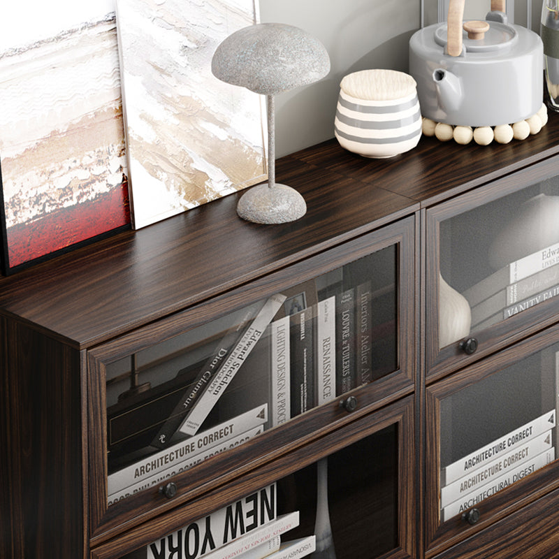 Contemporary Manufactured Wood Vertical Bookcase with Glass Doors