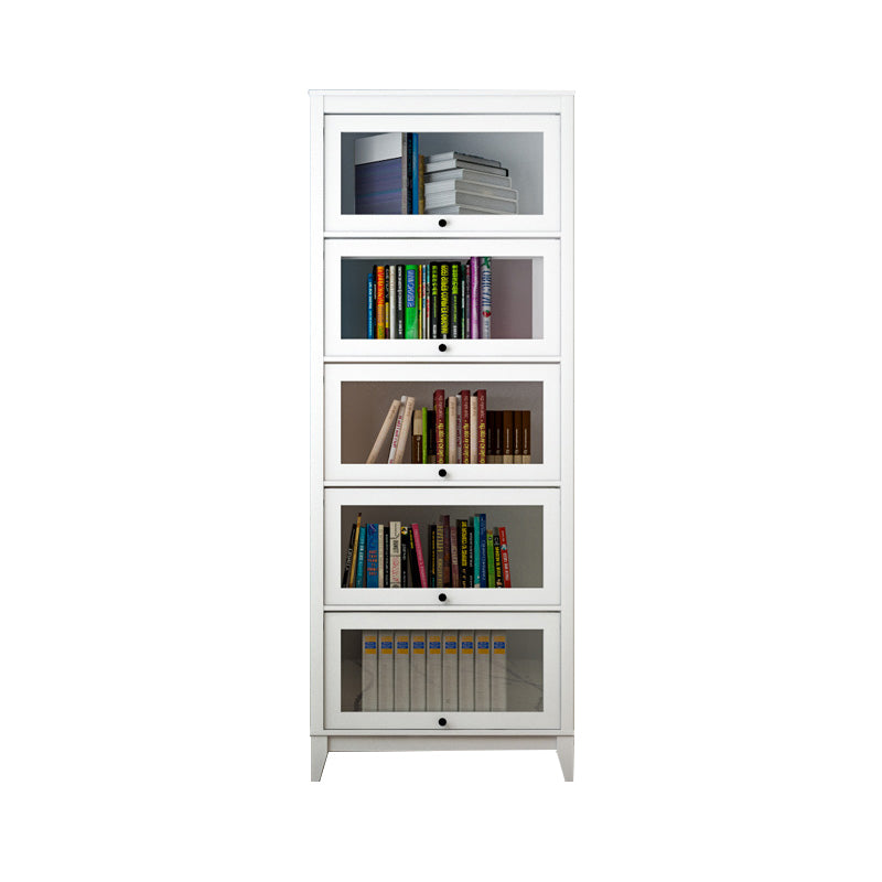 Contemporary Manufactured Wood Vertical Bookcase with Glass Doors