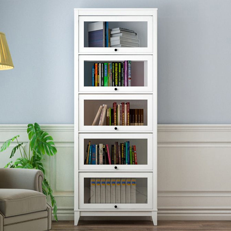 Contemporary Manufactured Wood Vertical Bookcase with Glass Doors