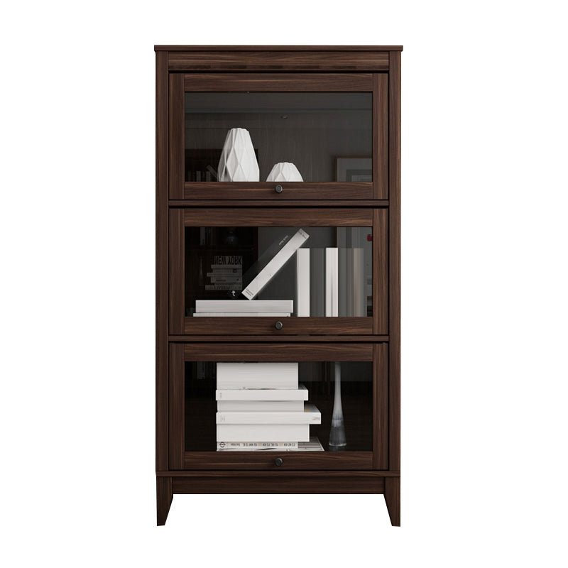 Contemporary Manufactured Wood Vertical Bookcase with Glass Doors