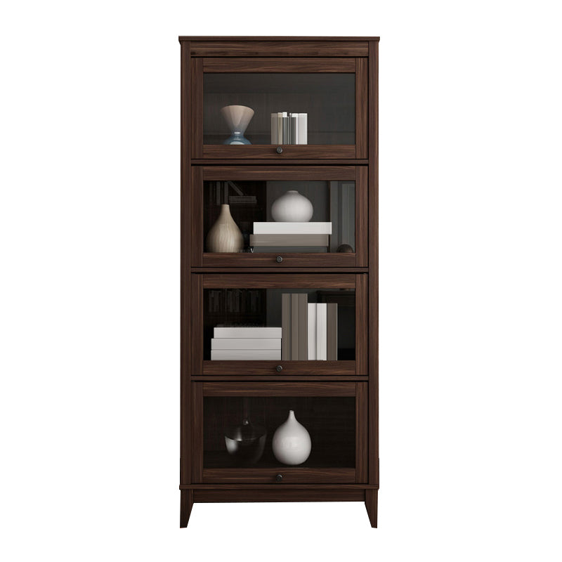 Contemporary Manufactured Wood Vertical Bookcase with Glass Doors