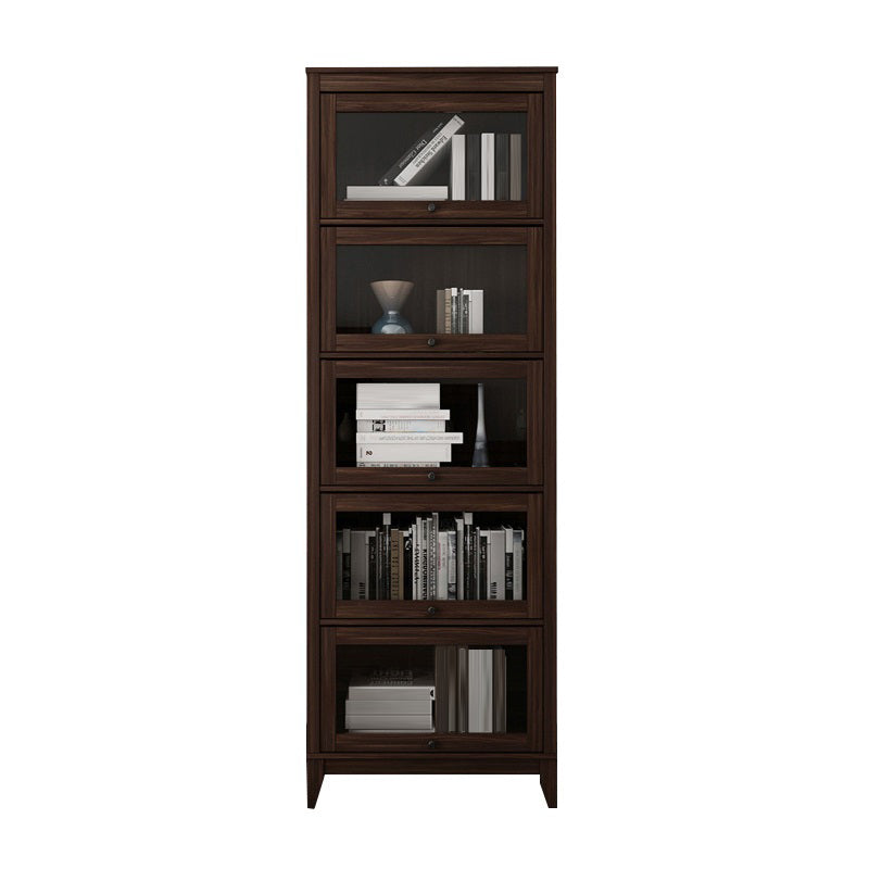 Contemporary Manufactured Wood Vertical Bookcase with Glass Doors