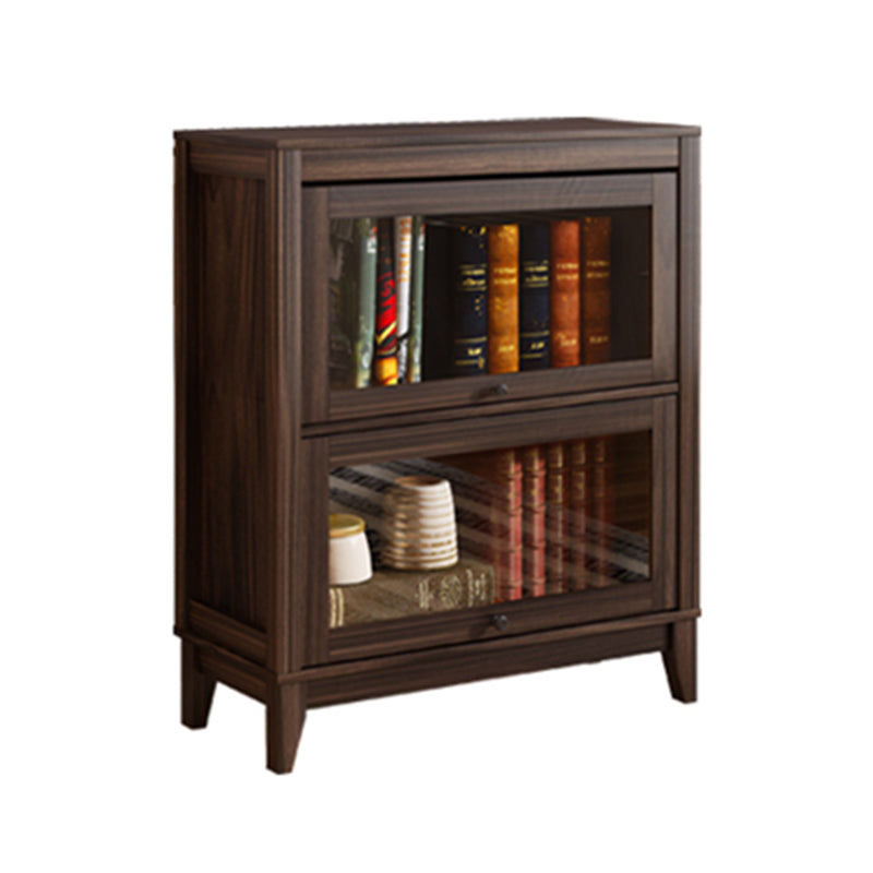 Contemporary Manufactured Wood Vertical Bookcase with Glass Doors