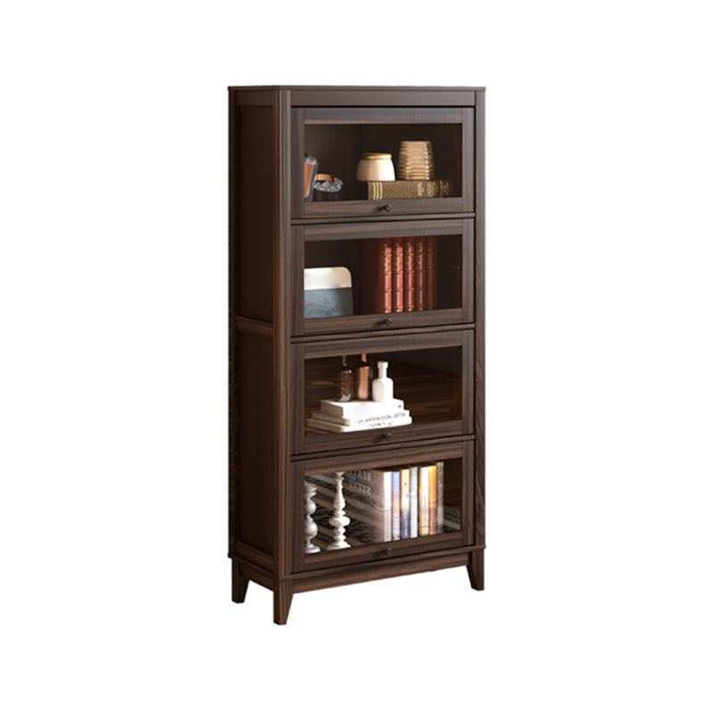 Contemporary Manufactured Wood Vertical Bookcase with Glass Doors