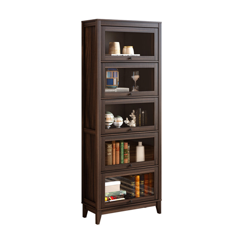 Contemporary Manufactured Wood Vertical Bookcase with Glass Doors