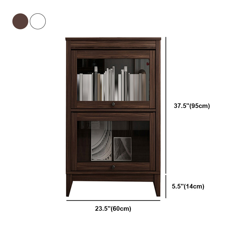 Contemporary Manufactured Wood Vertical Bookcase with Glass Doors