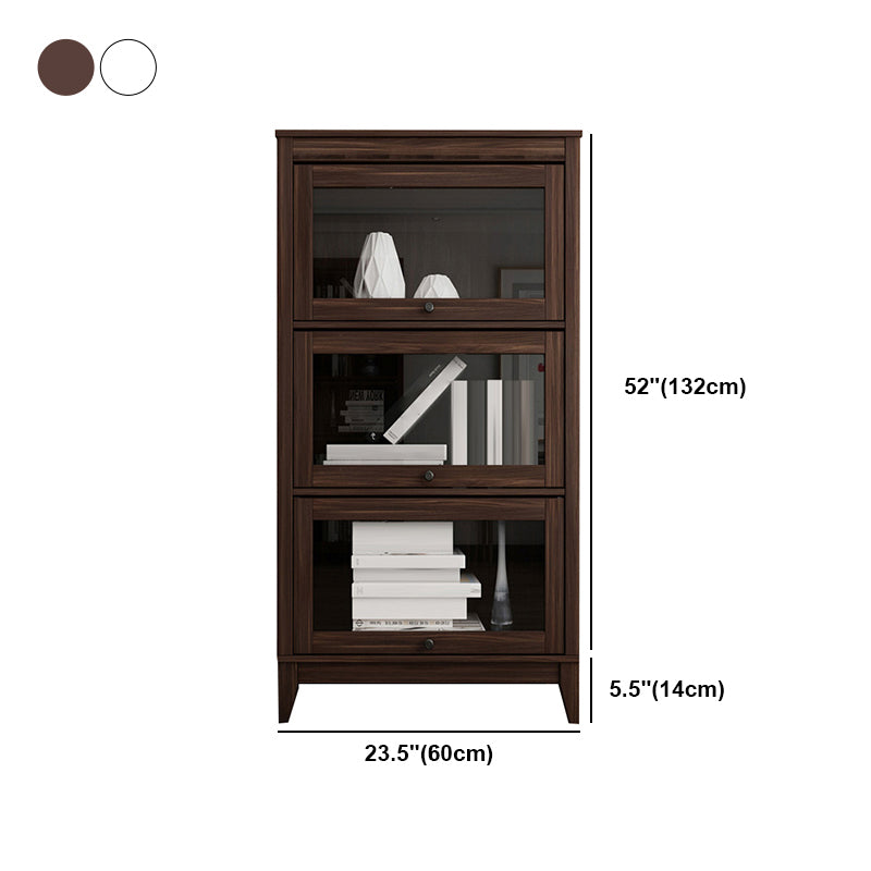 Contemporary Manufactured Wood Vertical Bookcase with Glass Doors