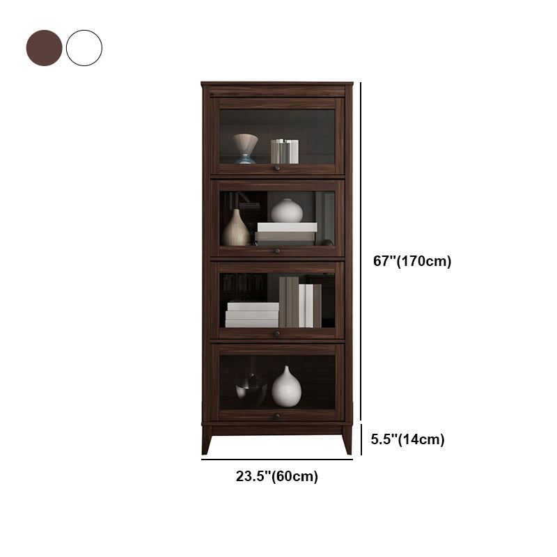 Contemporary Manufactured Wood Vertical Bookcase with Glass Doors