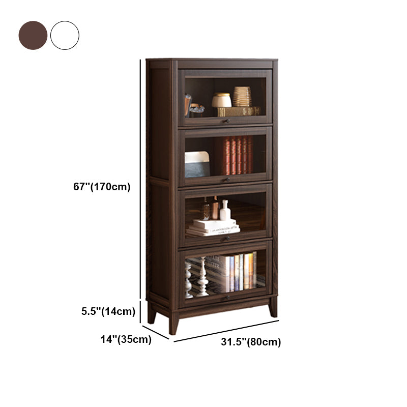 Contemporary Manufactured Wood Vertical Bookcase with Glass Doors