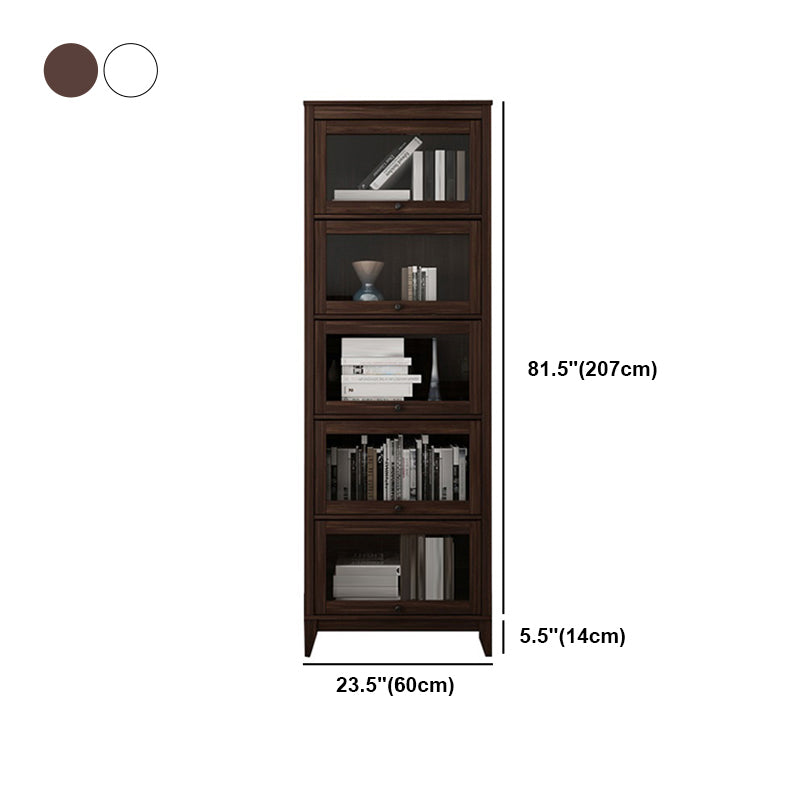 Contemporary Manufactured Wood Vertical Bookcase with Glass Doors