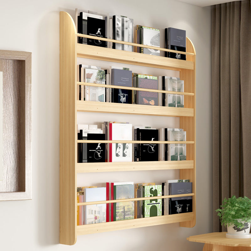 Wood Floating Bookcase Contemporary Style Wall Mounted Book Shelf