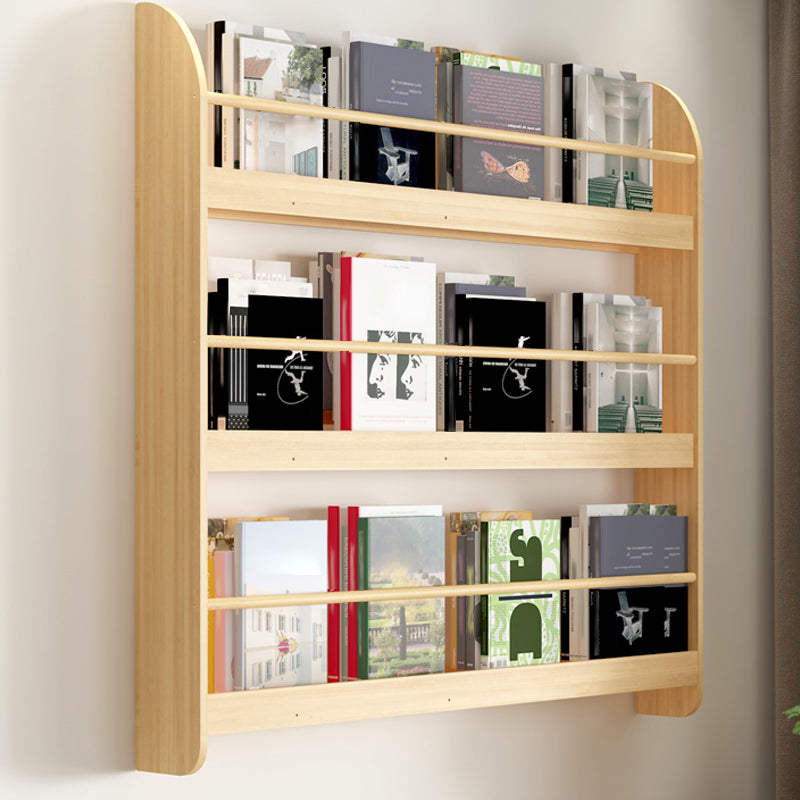 Wood Floating Bookcase Contemporary Style Wall Mounted Book Shelf